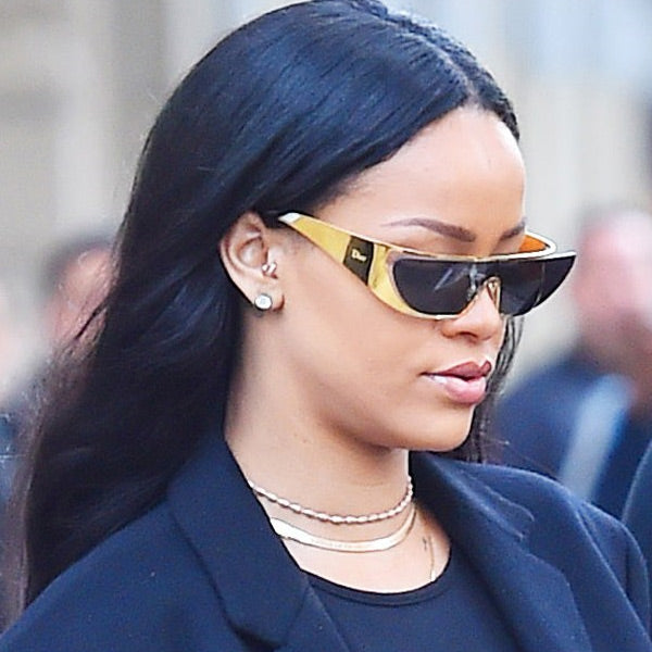 Rihanna Style Polarized Slim Mirror Shield Celebrity Sunglasses