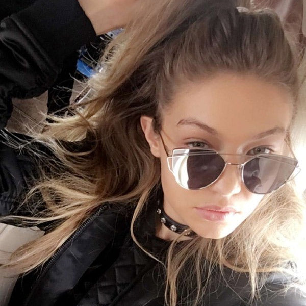 Gigi Hadid Style Flat Lens Color Mirror Celebrity Sunglasses