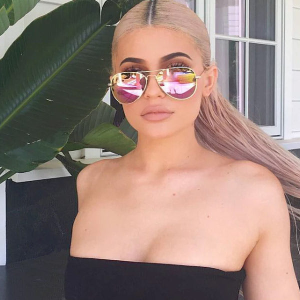 Kylie Jenner Style  60mm Color Mirror Aviator Celebrity Sunglasses