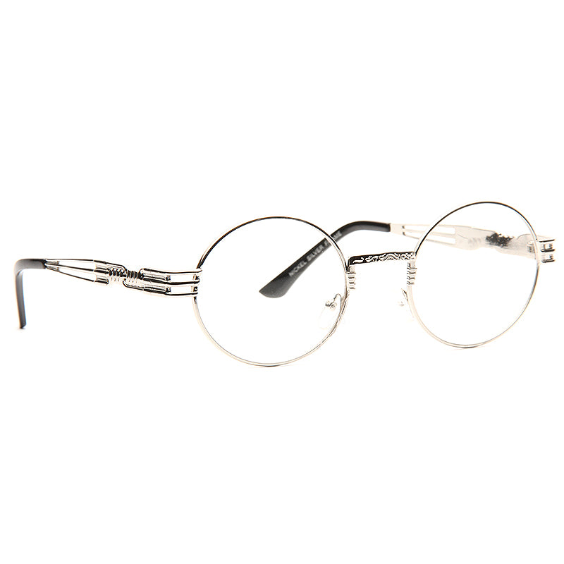 Westdale Thin Frame Embossed Metal Rounded Clear Glasses