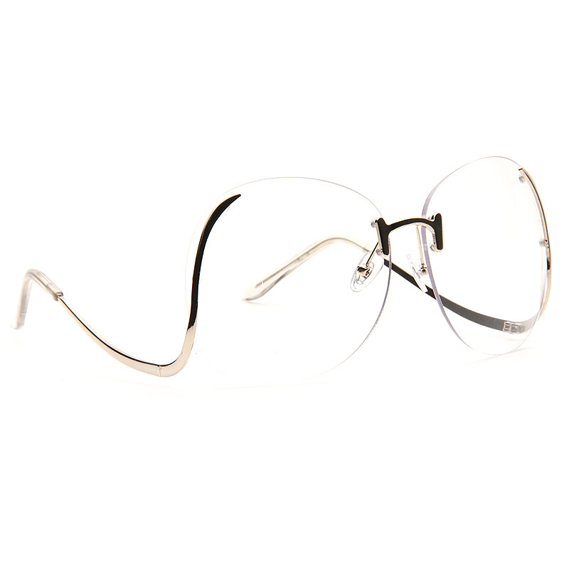 Flutter Oversized Rimless Low Temple Clear Glasses