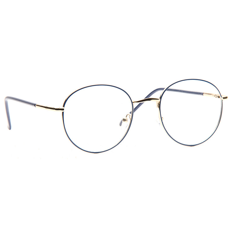Higgins Thin Round Metal Flat Lens Clear Glasses