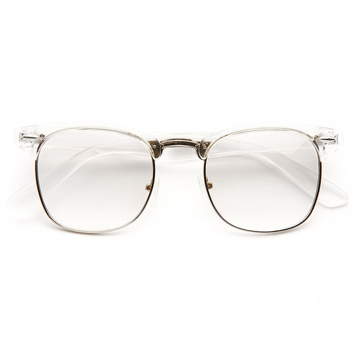 Peyton Unisex Lightly Tinted Clear Frame Clear Half-Frame Glasses