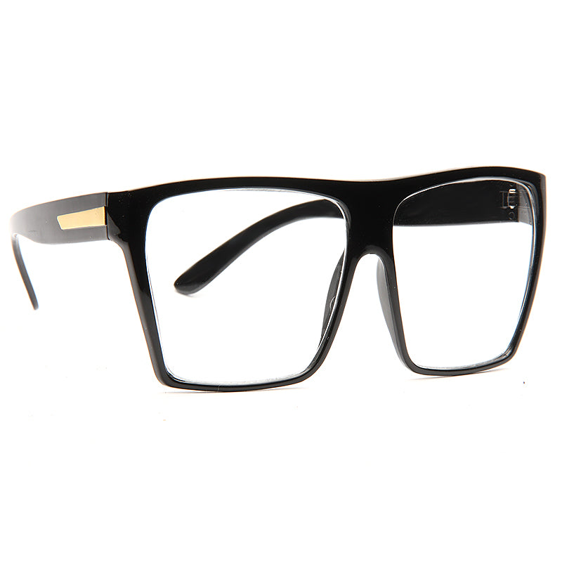 Paola Oversized Flat Top Metal Accent Clear Glasses