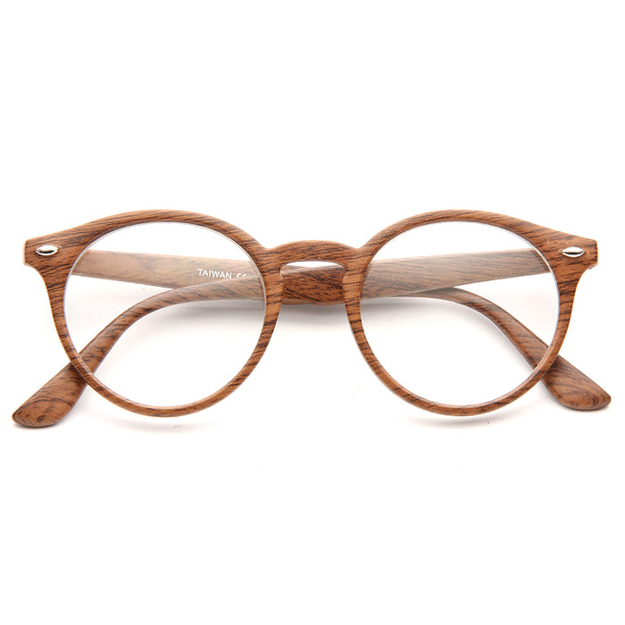 Grayson 2 Oversized Wood Grain Round Clear Glasses