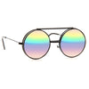 Hallick Color Mirror Round Flip-Up Metal Sunglasses