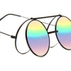 Hallick Color Mirror Round Flip-Up Metal Sunglasses