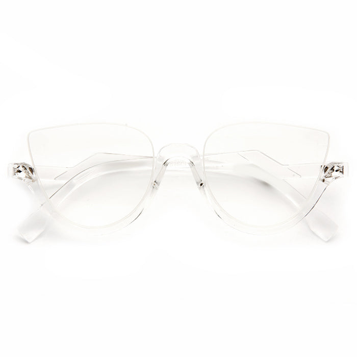 Blink Designer Inspired Half Rimmed Cat Eye Clear Frame Clear Glasses