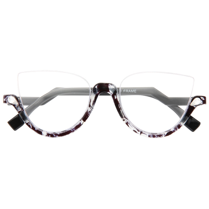Blink Designer Inspired Half Rimmed Cat Eye Clear Glasses