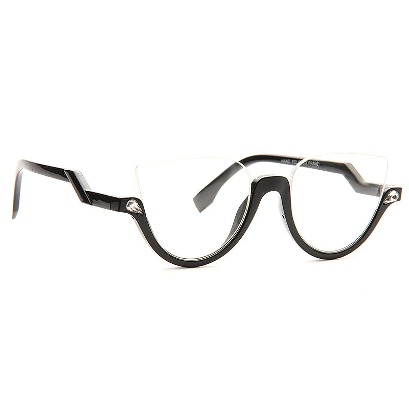 Blink Designer Inspired Half Rimmed Cat Eye Clear Frame Clear Glasses