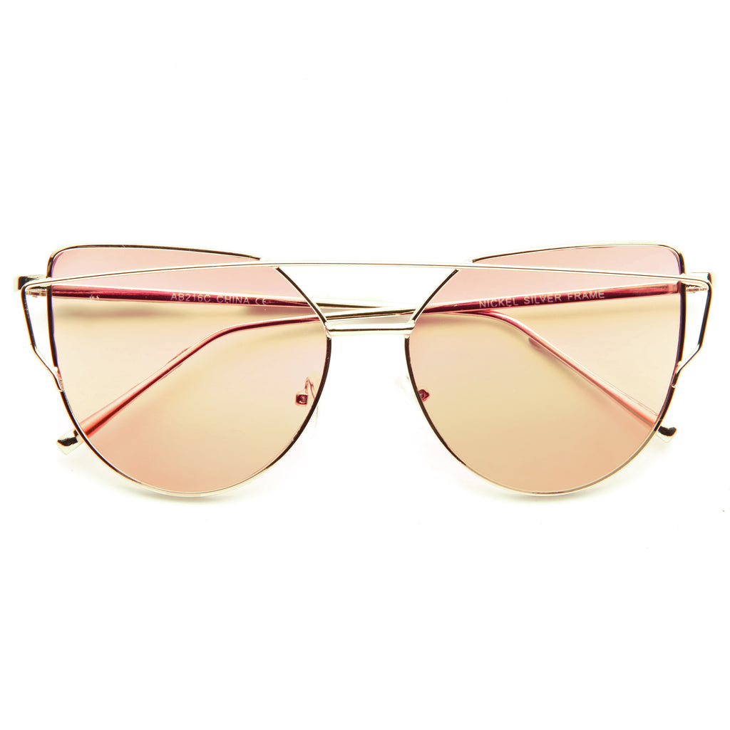 LovePunch Designer Inspired Flat Lens Split Tint Sunglasses