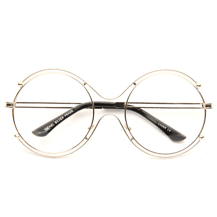 Union Oversized Metal Round Clear Glasses