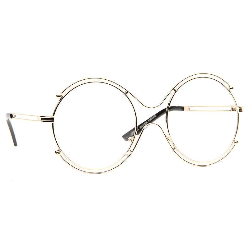 Union Oversized Metal Round Clear Glasses