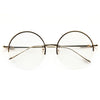 Coral Rimless Flat Lens Metal Round Clear Glasses