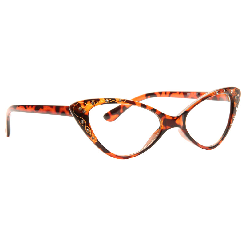 Mavis Rhinestone Solid Frame Cat Eye Clear Frame Clear Glasses