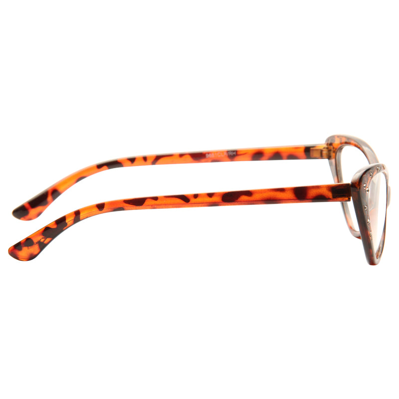Mavis Rhinestone Solid Frame Cat Eye Clear Glasses