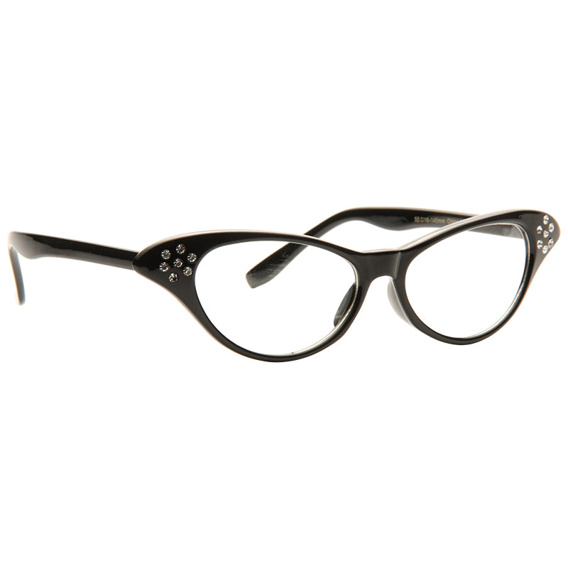 Nancy 3 Rhinestone Cat Eye Clear Glasses
