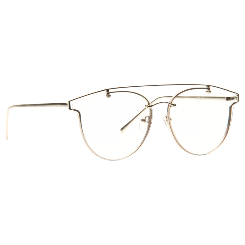 Angola Crossbar Flat Lens Round Horn Rimmed Clear Glasses