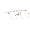 Angola Crossbar Flat Lens Round Horn Rimmed Clear Glasses