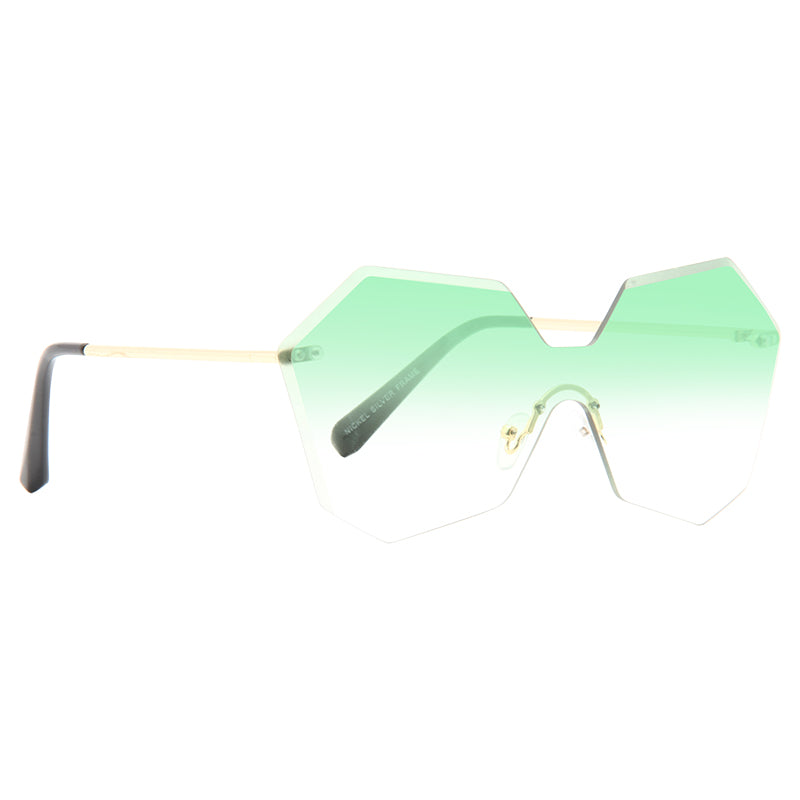 Jensen Rimless Heptagon Color Tint Gradient Aviator Sunglasses