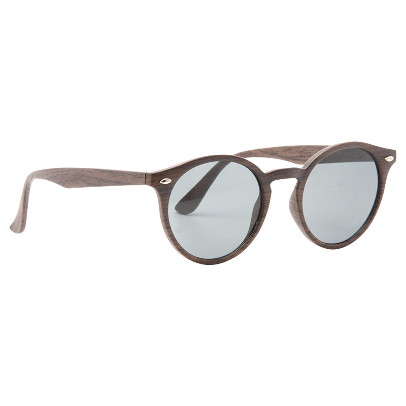 Grayson Wood Grain Oversized Super Dark Round Sunglasses