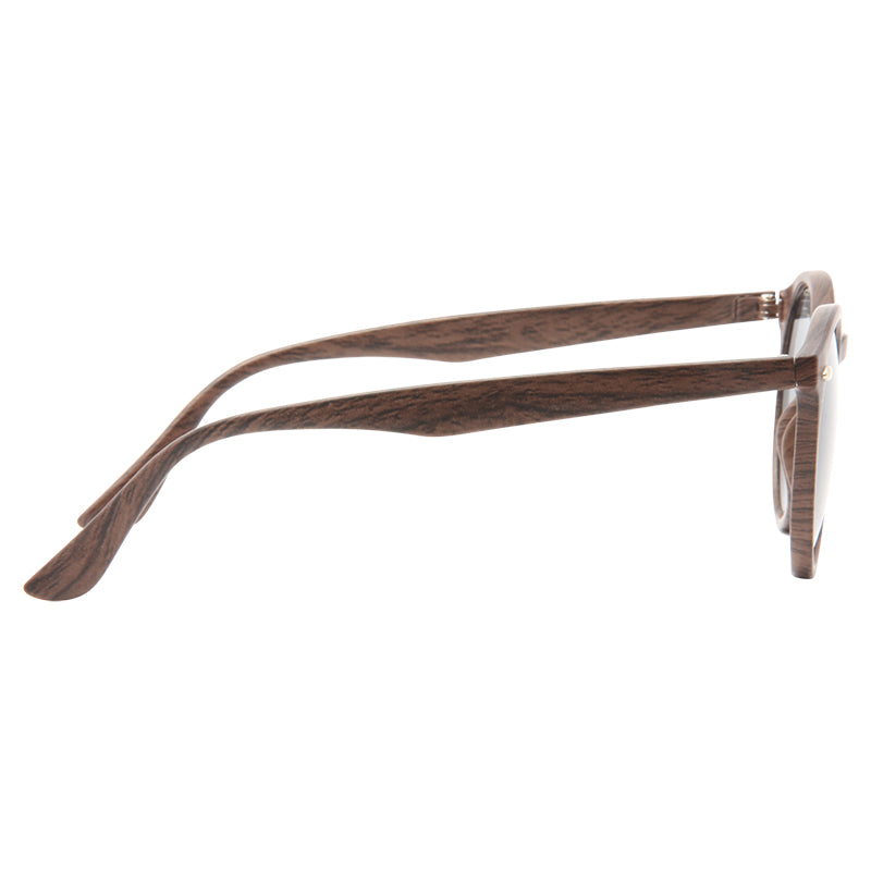 Grayson Wood Grain Oversized Super Dark Round Sunglasses