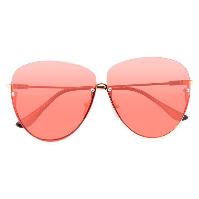 Hallett Semi-Rimless Color Tint Aviator Sunglasses