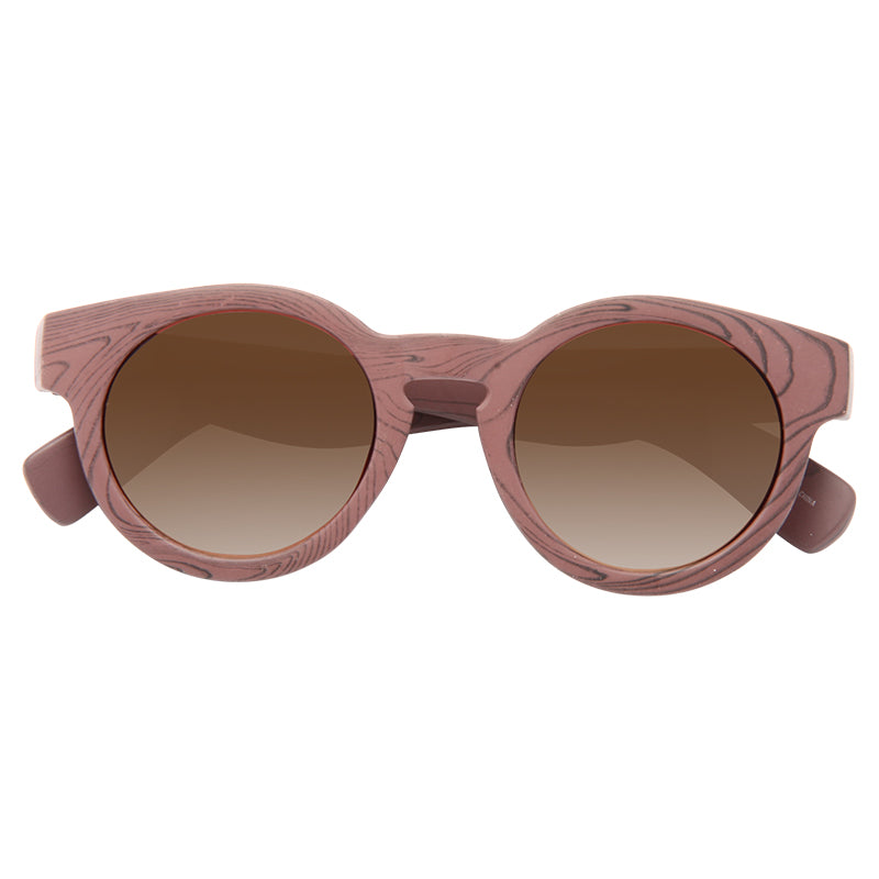 Solen Wood Grain Gradient Round Sunglasses