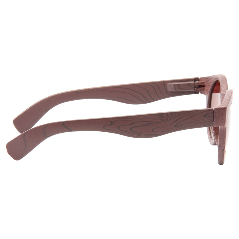 Solen Wood Grain Gradient Round Sunglasses