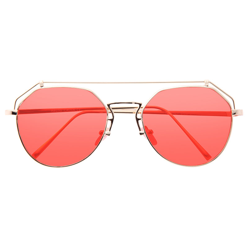 Dailey Flat Lens Color Tint Aviator Sunglasses