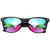 Kalidescope Color Mirror Horn Rimmed Sunglasses